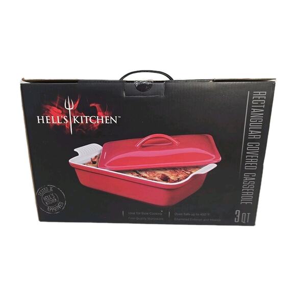 Hell's Kitchen rectangular covered casserole 3qt Fine Quality Stoneware New VSA - Picture 1 of 6